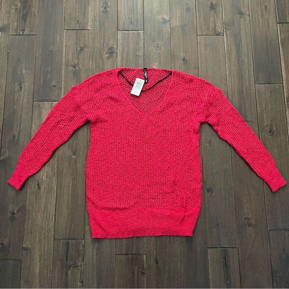 Torrid Red Open Knit V-Neck Sweater L 12 NWT - Picture 1 of 6